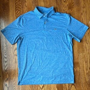 Vineyard Vines Performance Blue Short Sleeve Polo Shirt, Size Medium
